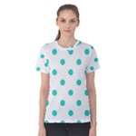 Polka Dots - Turquoise on White Women s Cotton Tee