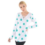 Polka Dots - Turquoise on White Women s Tie Up Tee