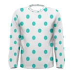 Polka Dots - Turquoise on White Men s Long Sleeve T-shirt