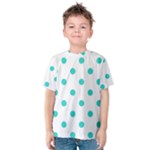 Polka Dots - Turquoise on White Kid s Cotton Tee