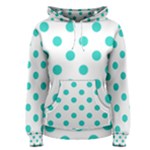 Polka Dots - Turquoise on White Women s Pullover Hoodie