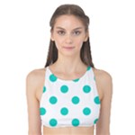 Polka Dots - Turquoise on White Tank Bikini Top