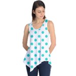 Polka Dots - Turquoise on White Sleeveless Tunic