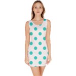 Polka Dots - Turquoise on White Bodycon Dress