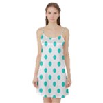 Polka Dots - Turquoise on White Satin Night Slip