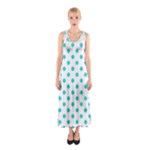 Polka Dots - Turquoise on White Full Print Maxi Dress