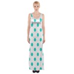 Polka Dots - Turquoise on White Maxi Thigh Split Dress