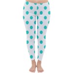 Polka Dots - Turquoise on White Winter Leggings