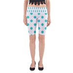 Polka Dots - Turquoise on White Yoga Cropped Leggings