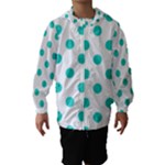 Polka Dots - Turquoise on White Hooded Wind Breaker (Kids)