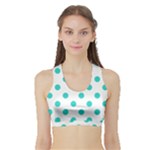 Polka Dots - Turquoise on White Women s Sports Bra with Border