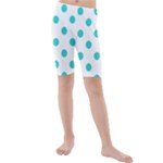 Polka Dots - Turquoise on White Kid s Mid Length Swim Shorts