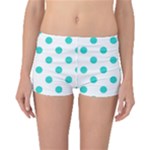 Polka Dots - Turquoise on White Boyleg Bikini Bottoms