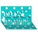 Polka Dots - White on Cyan Happy Birthday 3D Greeting Card (8x4)