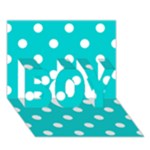 Polka Dots - White on Cyan BOY 3D Greeting Card (7x5)