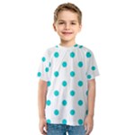 Polka Dots - Cyan on White Kid s Sport Mesh Tee