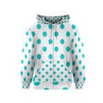 Polka Dots - Cyan on White Kid s Zipper Hoodie