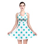 Polka Dots - Cyan on White Reversible Skater Dress