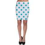 Polka Dots - Cyan on White Bodycon Skirt