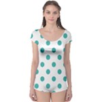 Polka Dots - Verdigris on White Boyleg Leotard (Ladies)