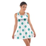 Polka Dots - Verdigris on White Cotton Racerback Dress