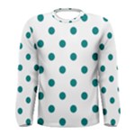 Polka Dots - Teal on White Men s Long Sleeve T-shirt