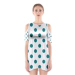 Polka Dots - Teal on White Women s Cutout Shoulder Dress