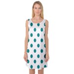 Polka Dots - Teal on White Sleeveless Satin Nightdress