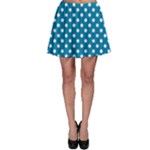 Polka Dots - White on Cerulean Skater Skirt