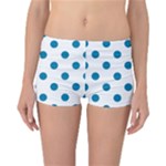 Polka Dots - Cerulean on White Reversible Boyleg Bikini Bottoms