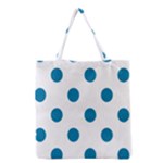 Polka Dots - Cerulean on White Grocery Tote Bag