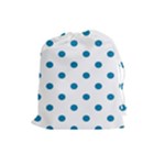 Polka Dots - Cerulean on White Drawstring Pouch (L)