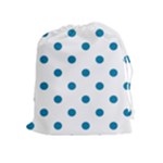 Polka Dots - Cerulean on White Drawstring Pouch (XL)