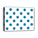 Polka Dots - Cerulean on White Deluxe Canvas 16  x 12  (Stretched)