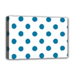 Polka Dots - Cerulean on White Deluxe Canvas 18  x 12  (Stretched)