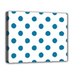 Polka Dots - Cerulean on White Deluxe Canvas 20  x 16  (Stretched)