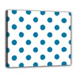 Polka Dots - Cerulean on White Deluxe Canvas 24  x 20  (Stretched)