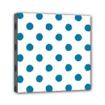 Polka Dots - Cerulean on White Mini Canvas 6  x 6  (Stretched)