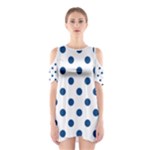 Polka Dots - Dark Cerulean on White Women s Cutout Shoulder Dress