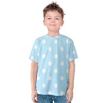 Polka Dots - White on Light Blue Kid s Cotton Tee