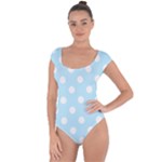 Polka Dots - White on Light Blue Short Sleeve Leotard (Ladies)