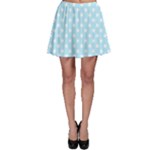 Polka Dots - White on Light Blue Skater Skirt