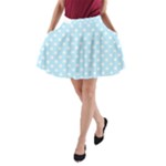 Polka Dots - White on Light Blue A-Line Pocket Skirt