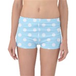 Polka Dots - White on Light Blue Reversible Boyleg Bikini Bottoms