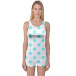 Polka Dots - Electric Blue on White One Piece Boyleg Swimsuit