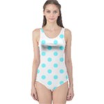 Polka Dots - Electric Blue on White One Piece Swimsuit