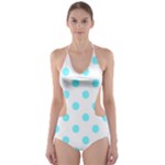 Polka Dots - Electric Blue on White Cut-Out One Piece Swimsuit