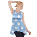 Polka Dots - White on Baby Blue Side Drop Tank Tunic