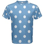 Polka Dots - White on Iceberg Blue Men s Cotton Tee