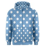 Polka Dots - White on Iceberg Blue Men s Zipper Hoodie